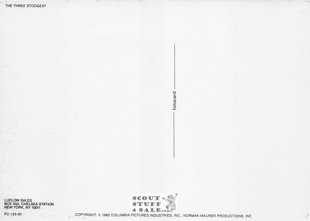 The Three Stooges Sepia Postcard by Ludlow Sales #136-123 / FC123