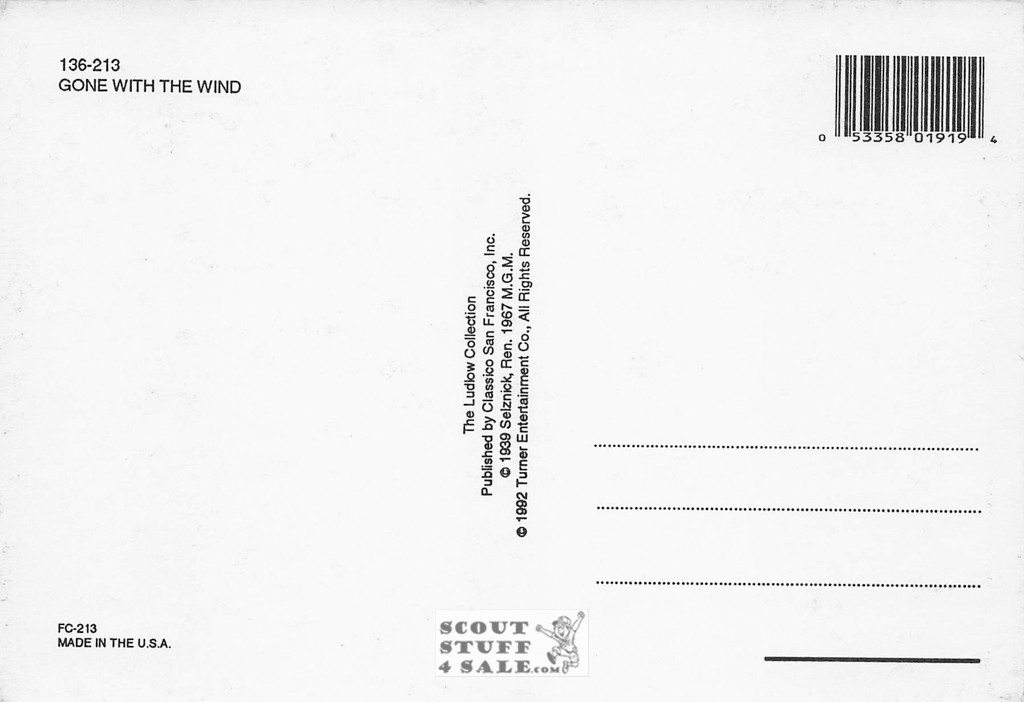 Gone With the Wind Sepia Postcard by Classico SF/Ludlow #136-213