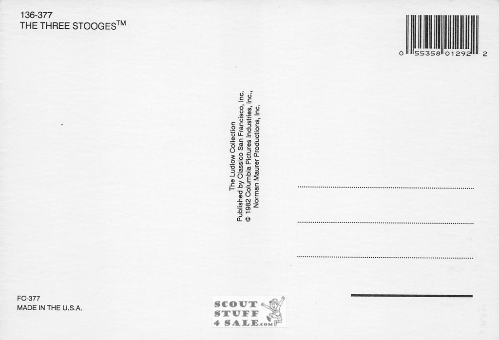 The Three Stooges Sepia Postcard by Classico SF/Ludlow #136-377