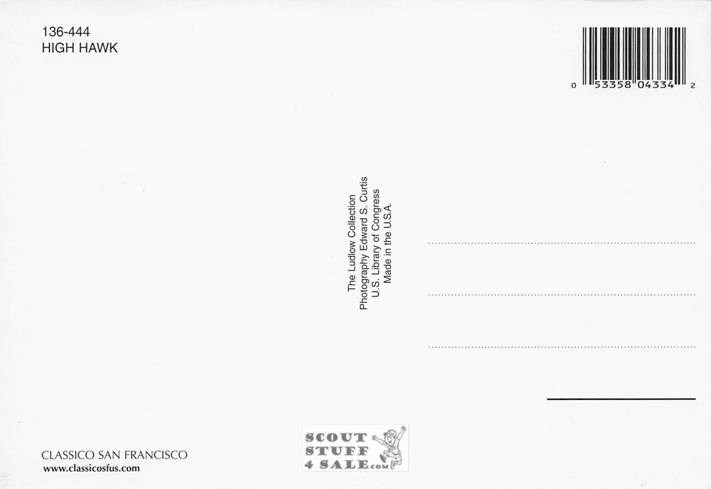 High Hawk Black/White Postcard by Classico SF/Ludlow #136-444