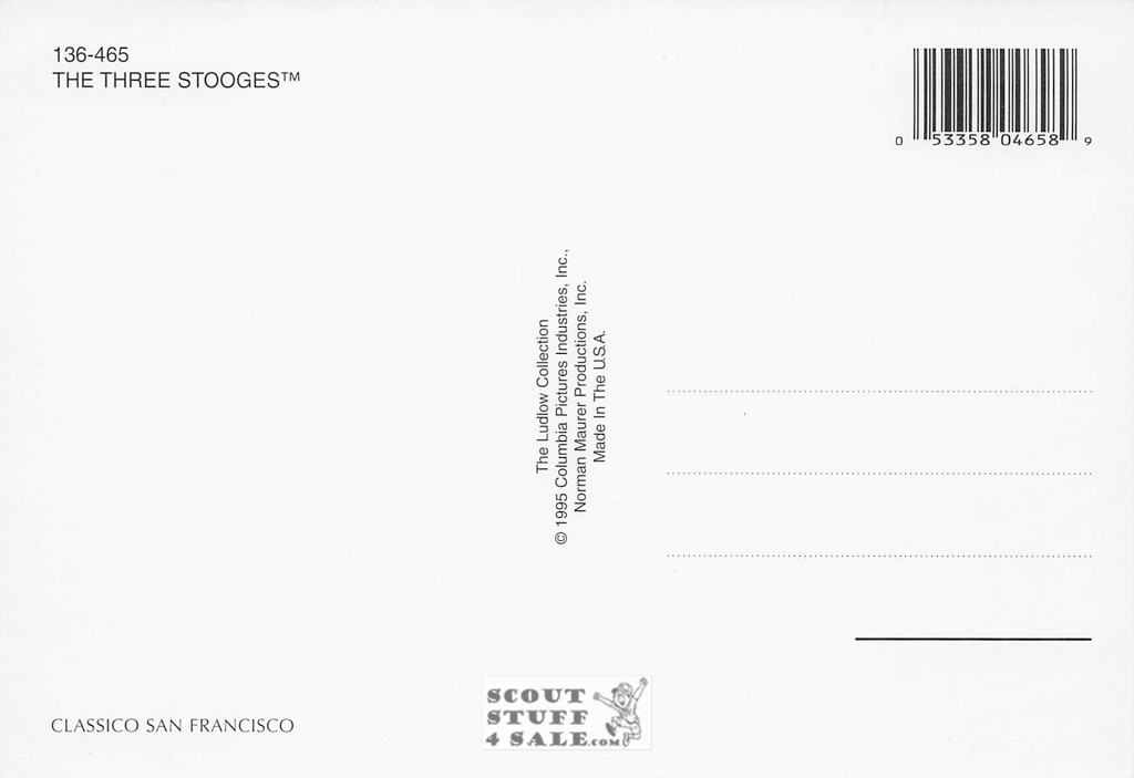 The Three Stoogies Black/White Postcard by Classico SF/Ludlow #136-465