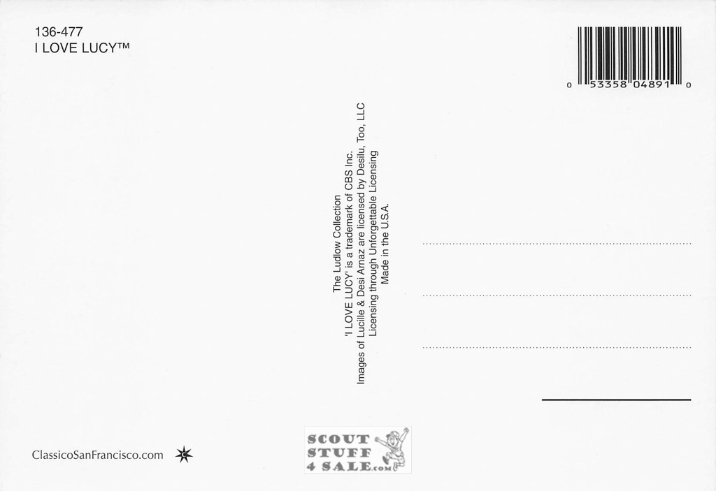 I love Lucy Black/White Postcard by Classico SF/Ludlow #136-477