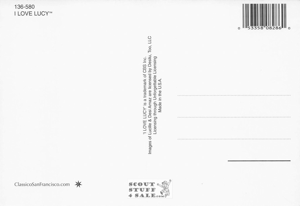 I love Lucy Black/White Postcard by Classico San Francisco #136-580