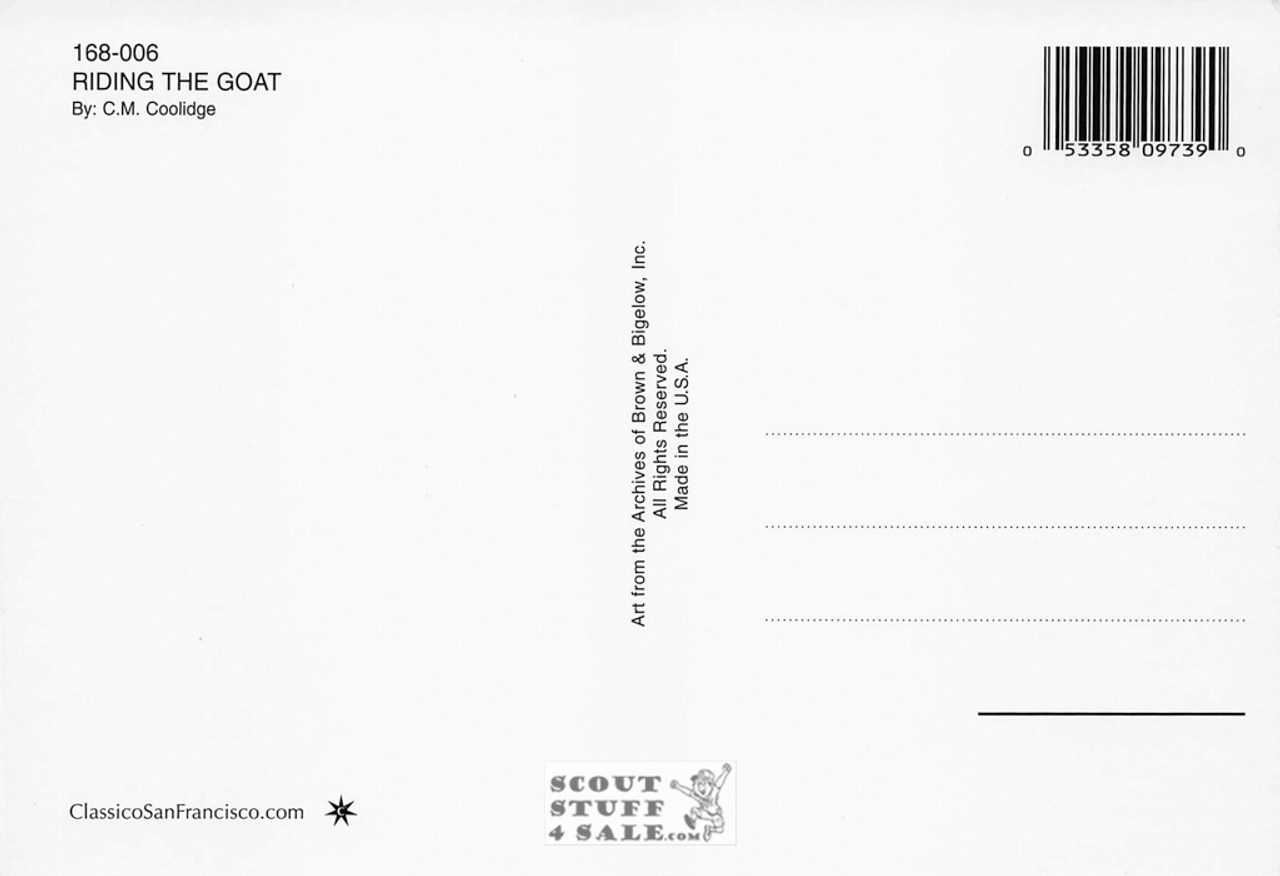 Riding the Goat C.M. Coolidge Painting Postcard by Classico SF #168-006