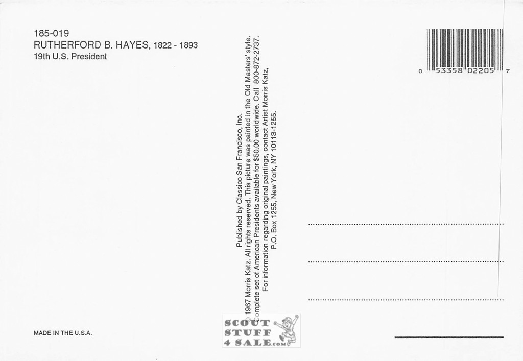 Rutherford Hayes President Painting Postcard Morris Katz by Classico #185-019