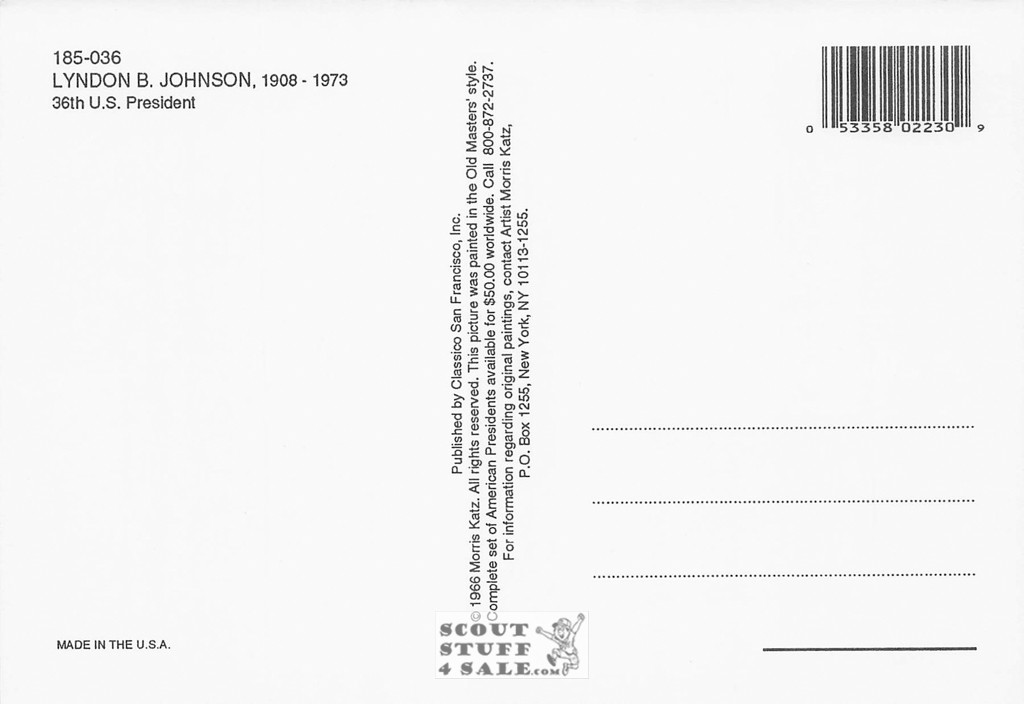 Lyndon Johnson President Painting Postcard Morris Katz by Classico #185-036