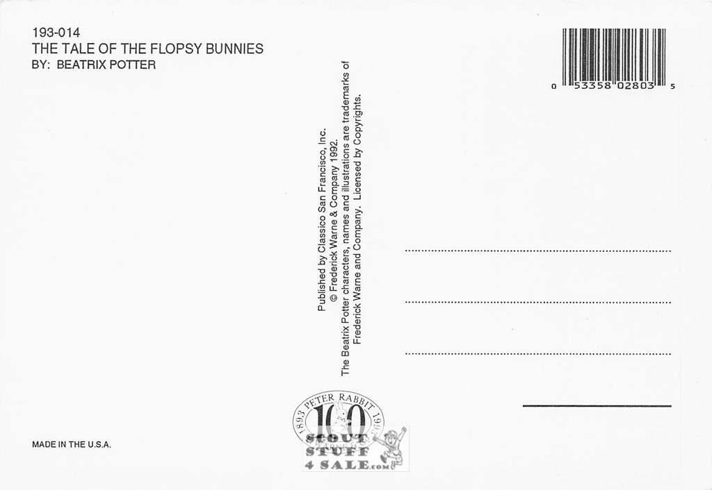 Tale of the Flopsy Bunnies Beatrix Potter Postcard by Classico SF #193-014