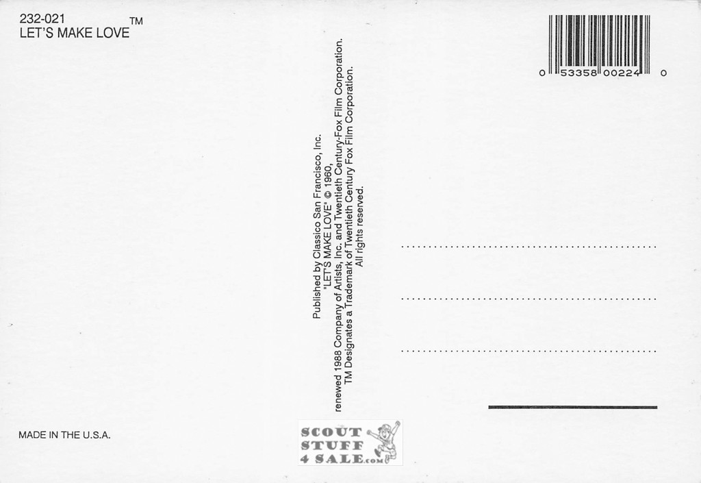 Marilyn Monroe Postcard by Classico San Francisco #232-021