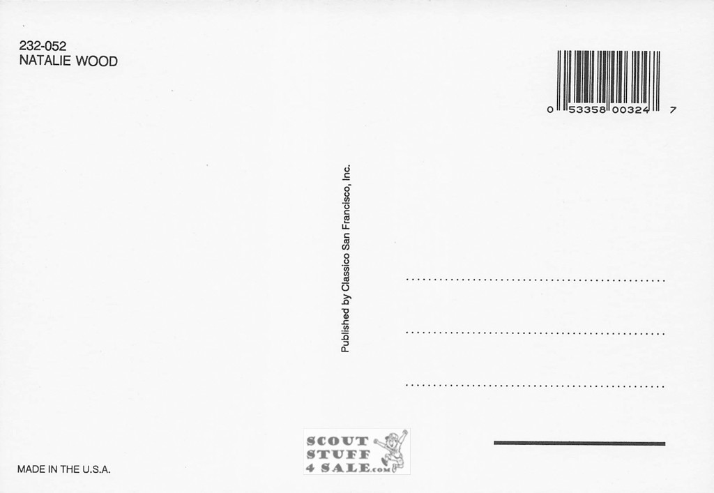 Natalie Wood Postcard by Classico San Francisco #232-052