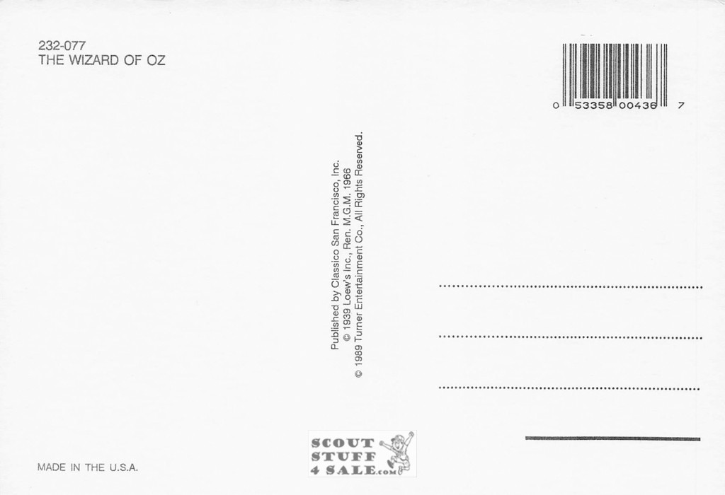 The Wizard of Oz Postcard by Classico San Francisco #232-077