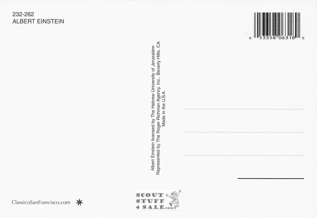 Albert Einstein Postcard by Classico San Francisco #232-262