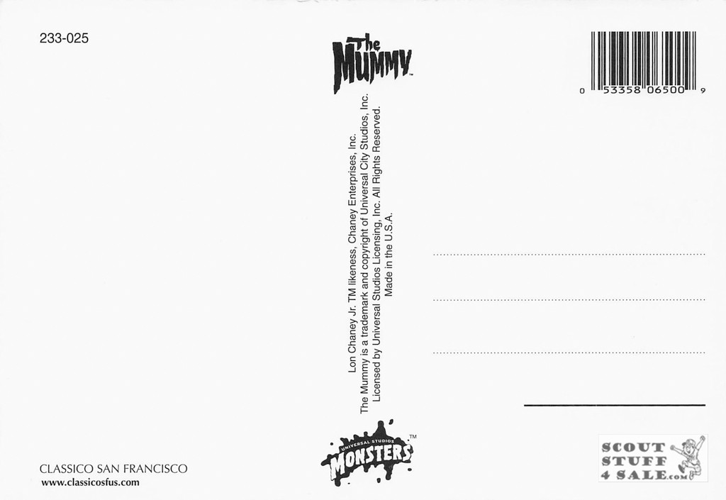 The Mummy Movie Postcard by Classico San Francisco #233-025