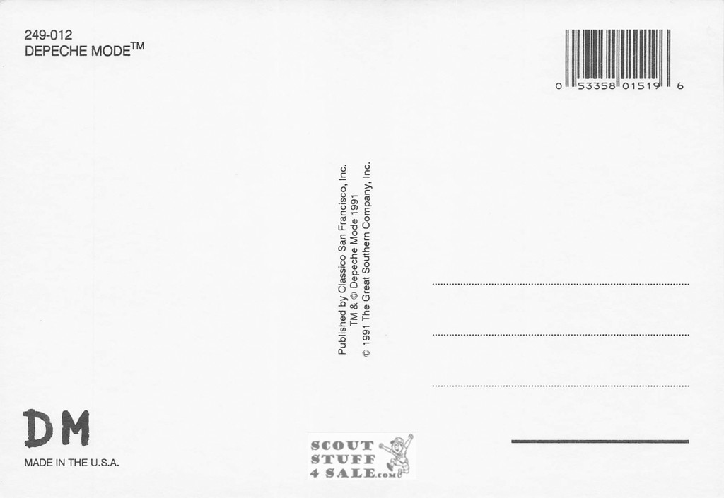 Depeche Mode Postcard by Classico San Francisco #249-012
