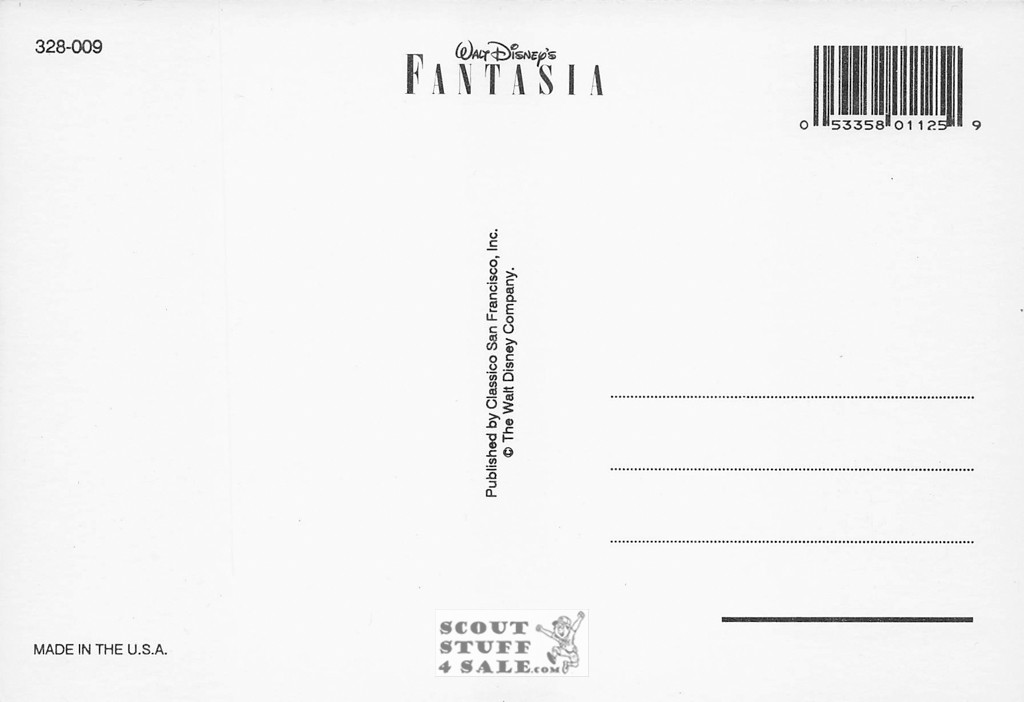 Fantasia Postcard, Walt Disney,  by Classico San Francisco #328-009