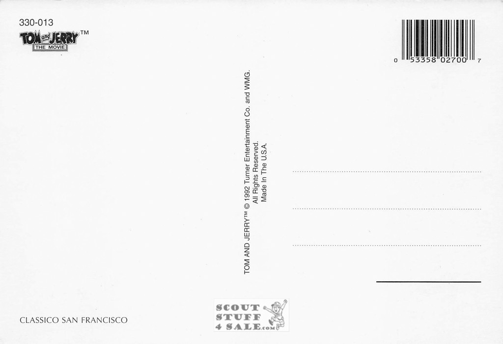 Tom & Jerry Cartoon Postcard by Classico San Francisco #330-013