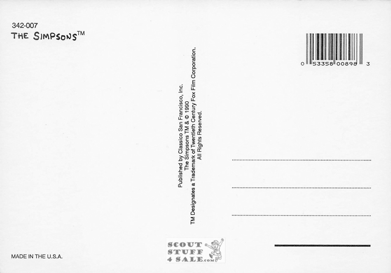 The Simpsons Cartoon Postcard by Classico San Francisco #342-007