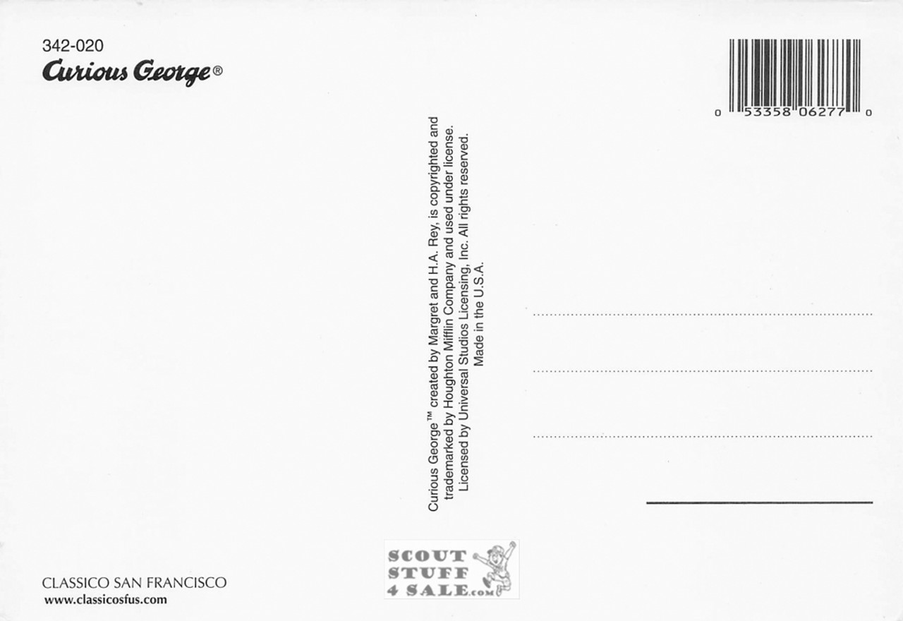 Curious George Cartoon Postcard by Classico San Francisco #342-020