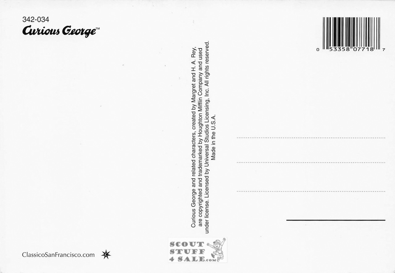 Curious George Cartoon Postcard by Classico San Francisco #342-034