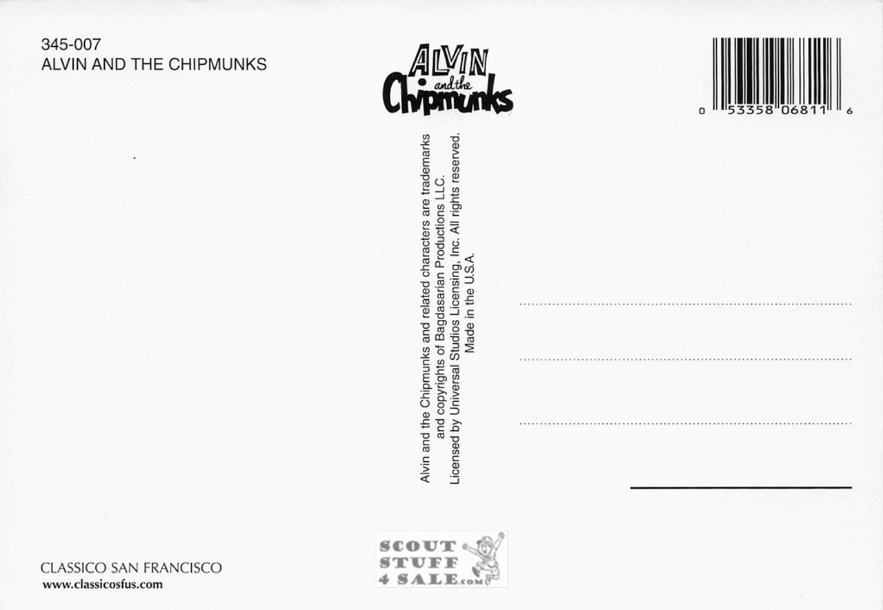 Alvin and the Chipmunks Cartoon Postcard by Classico San Francisco #345-007