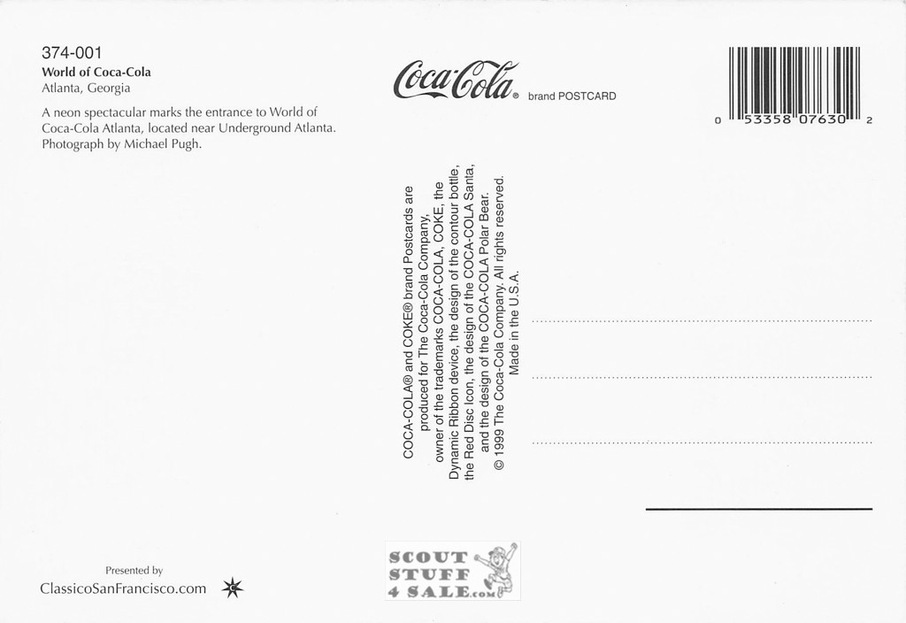 World Coca Cola Atlanta Postcard by Classico San Francisco #374-001