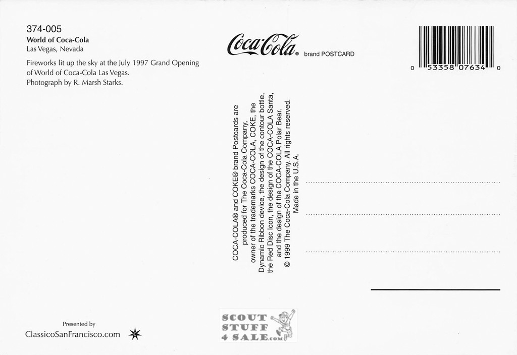 World Coca Cola Las Vegas Postcard by Classico San Francisco #374-005