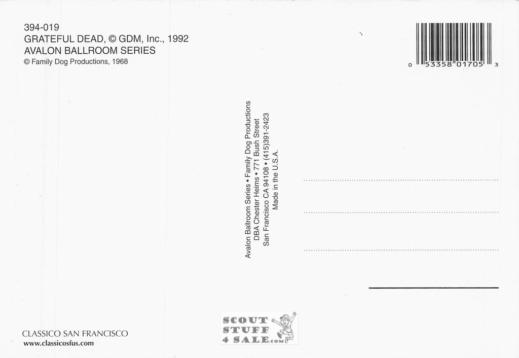 Grateful Dead Band Postcard by Classico San Francisco #394-019