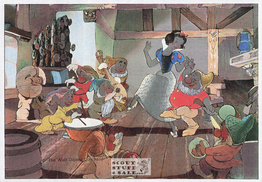 Snow White & Dwarfs Metallic Cartoon Postcard Walt Disney Classico SF #406-854