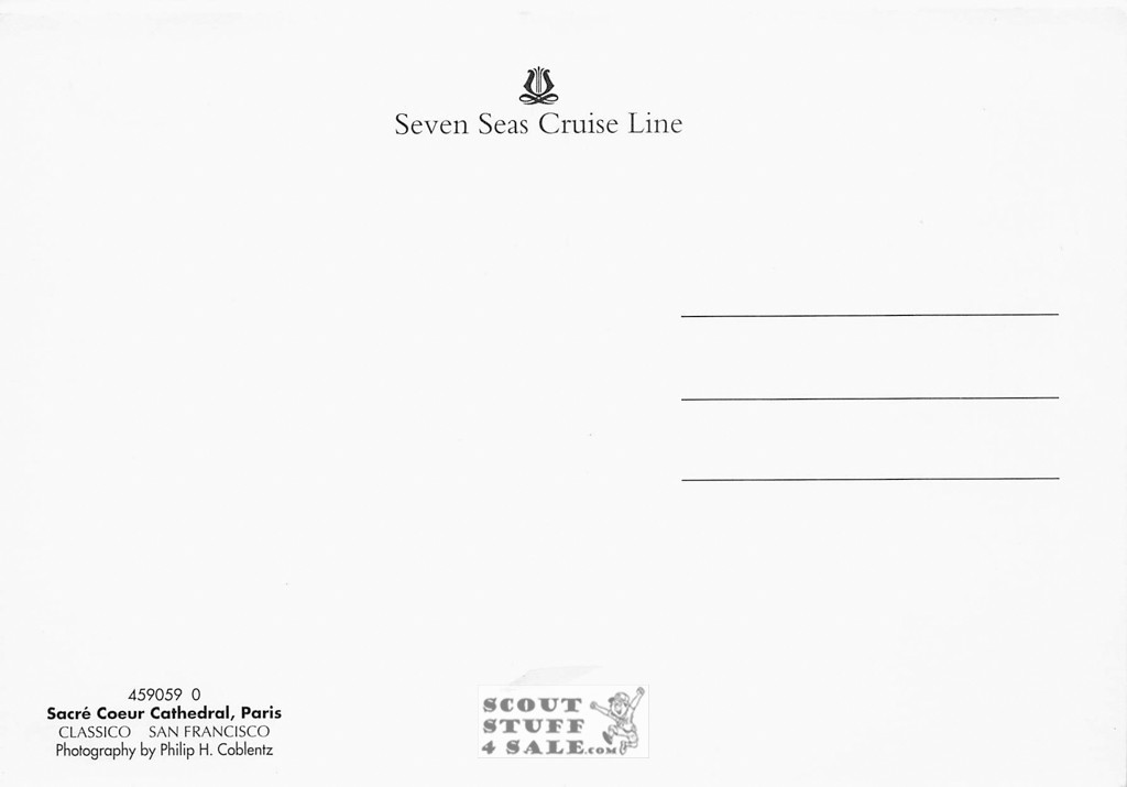 Sacre Coeur Cathedral Paris  Seven Seas Cruise Lines Postcard #459-059
