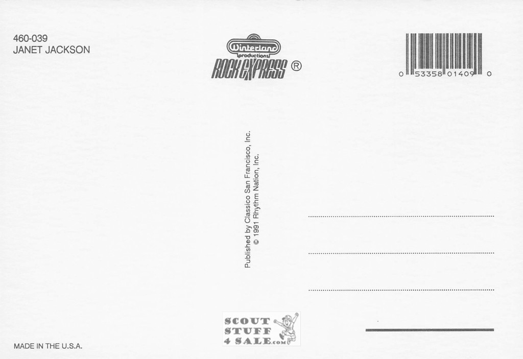 Janet Jackson Postcard by Classico San Francisco #460-039