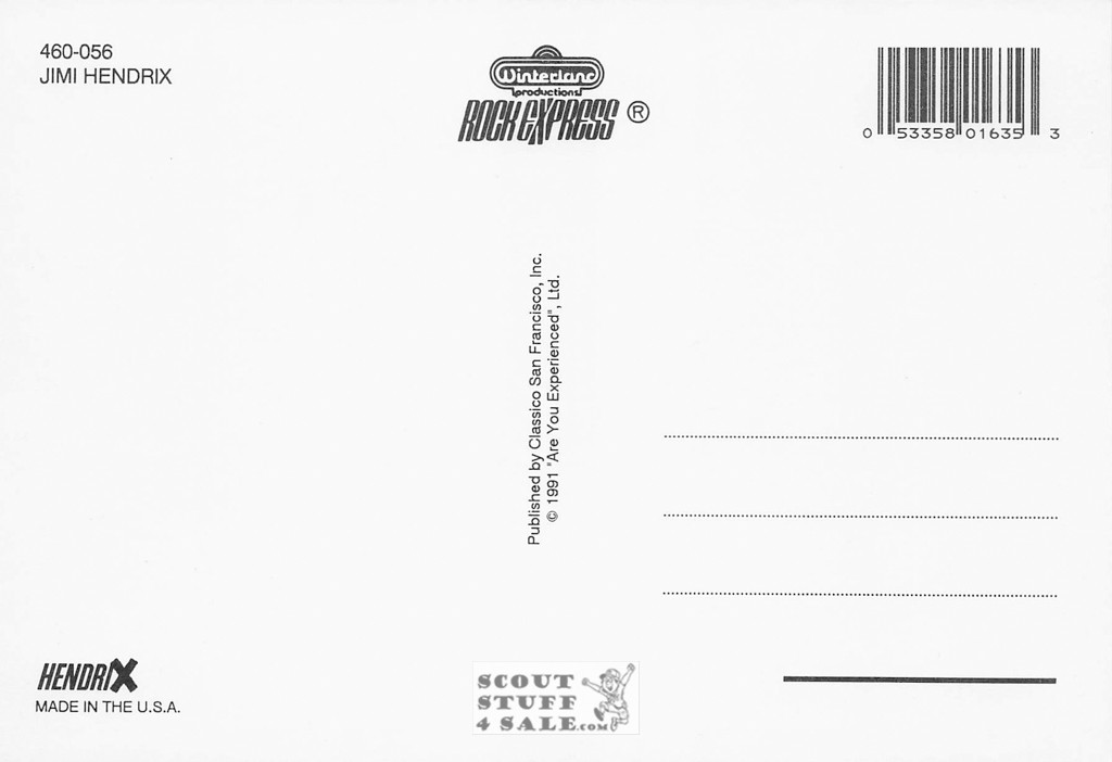 Jimi Hendrix Postcard by Classico San Francisco #460-056