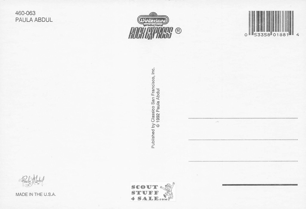 Paula Abdul Postcard by Classico San Francisco #460-063