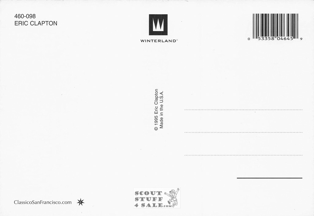 Eric Clapton Postcard by Classico San Francisco #460-098