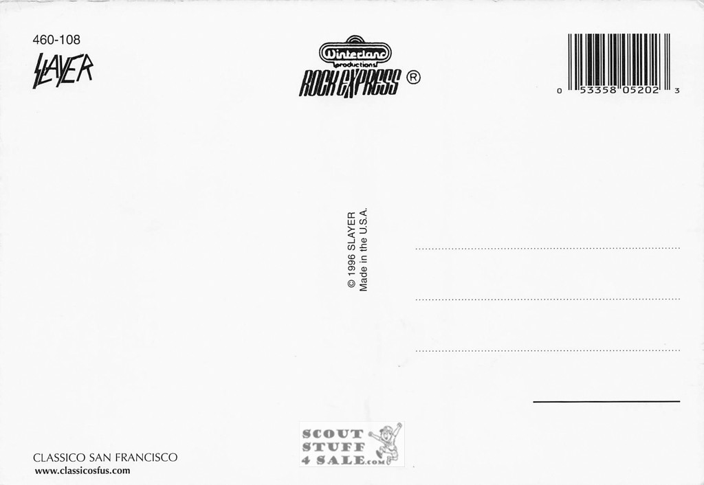 Slayer Postcard by Classico San Francisco #460-108