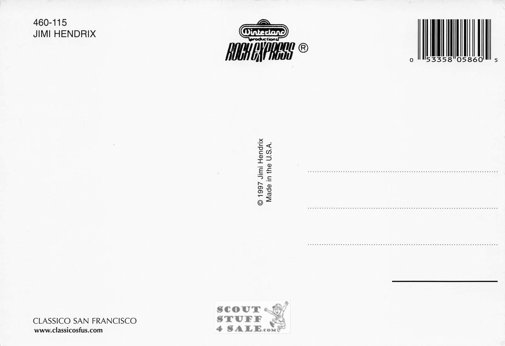 Jimi Hendrix Postcard by Classico San Francisco #460-115
