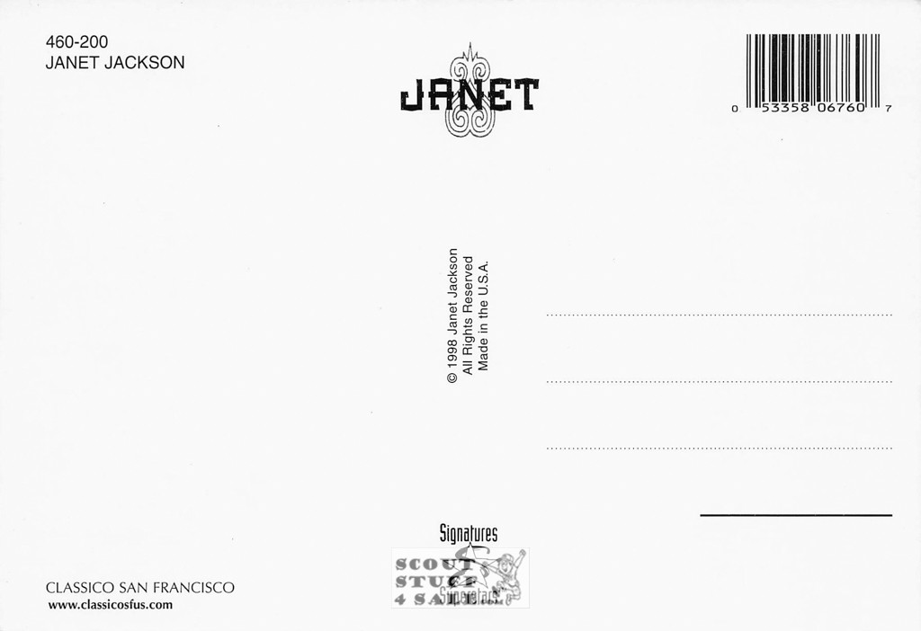 Janet Jackson Postcard by Classico San Francisco #460-200