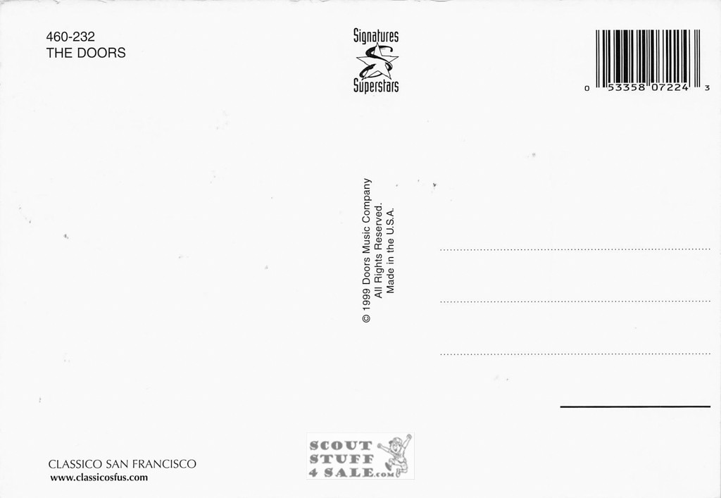 Jim Morrison The Doors Postcard by Classico San Francisco #460-232