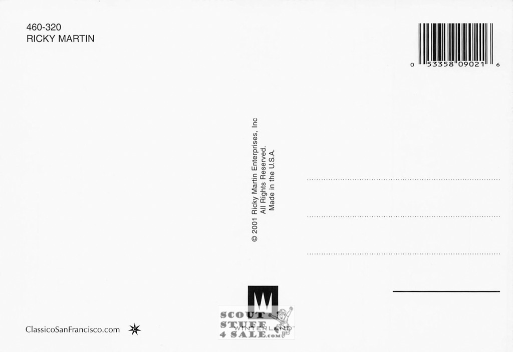 Ricky Martin Postcard by Classico San Francisco #460-320