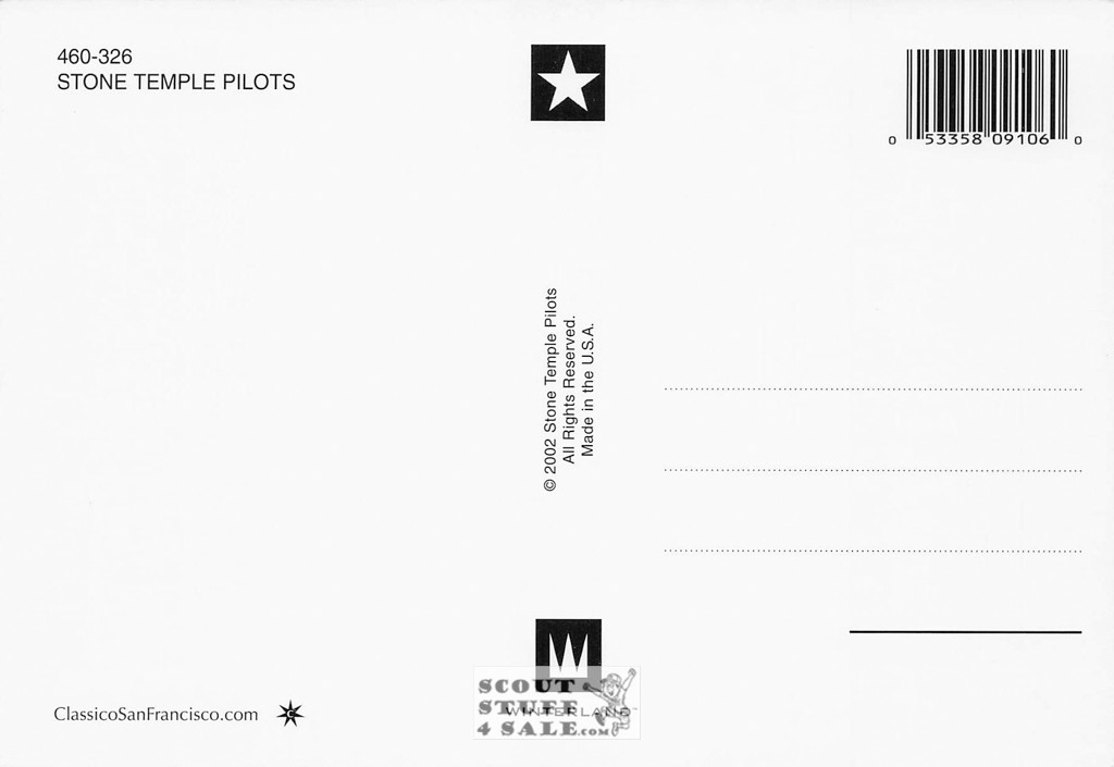 Stone Temple Pilots Postcard by Classico San Francisco #460-326