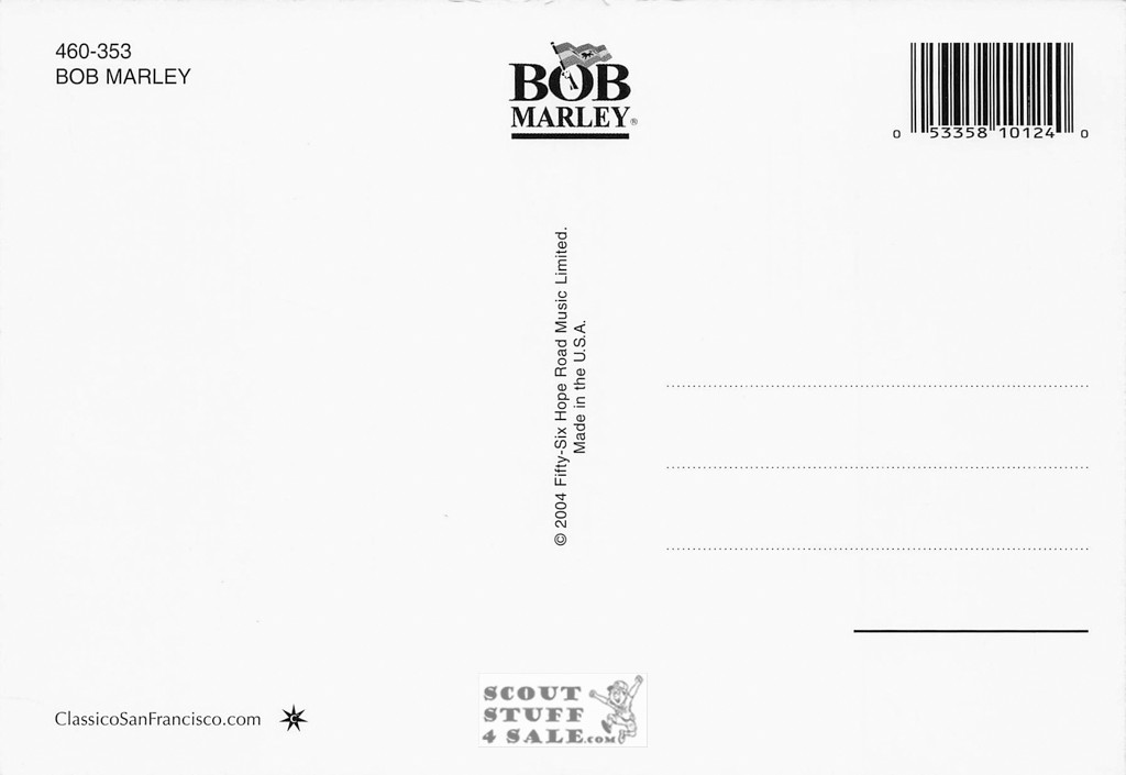 Bob Marley Postcard by Classico San Francisco #460-353