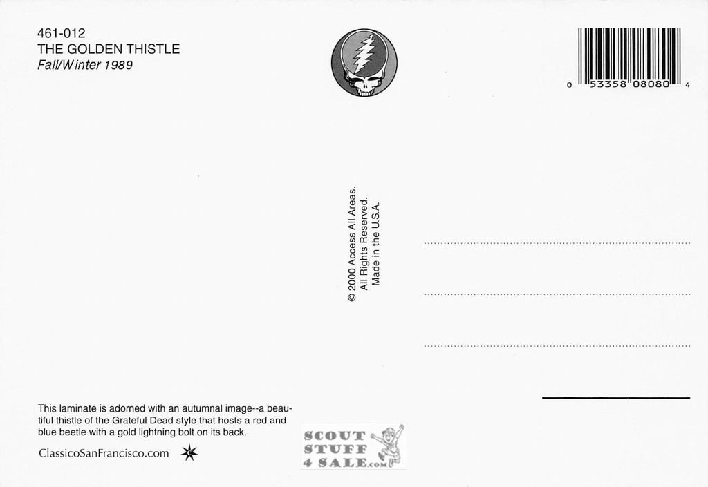 Grateful Dead 1989 Tour Postcard by Classico San Francisco #461-012