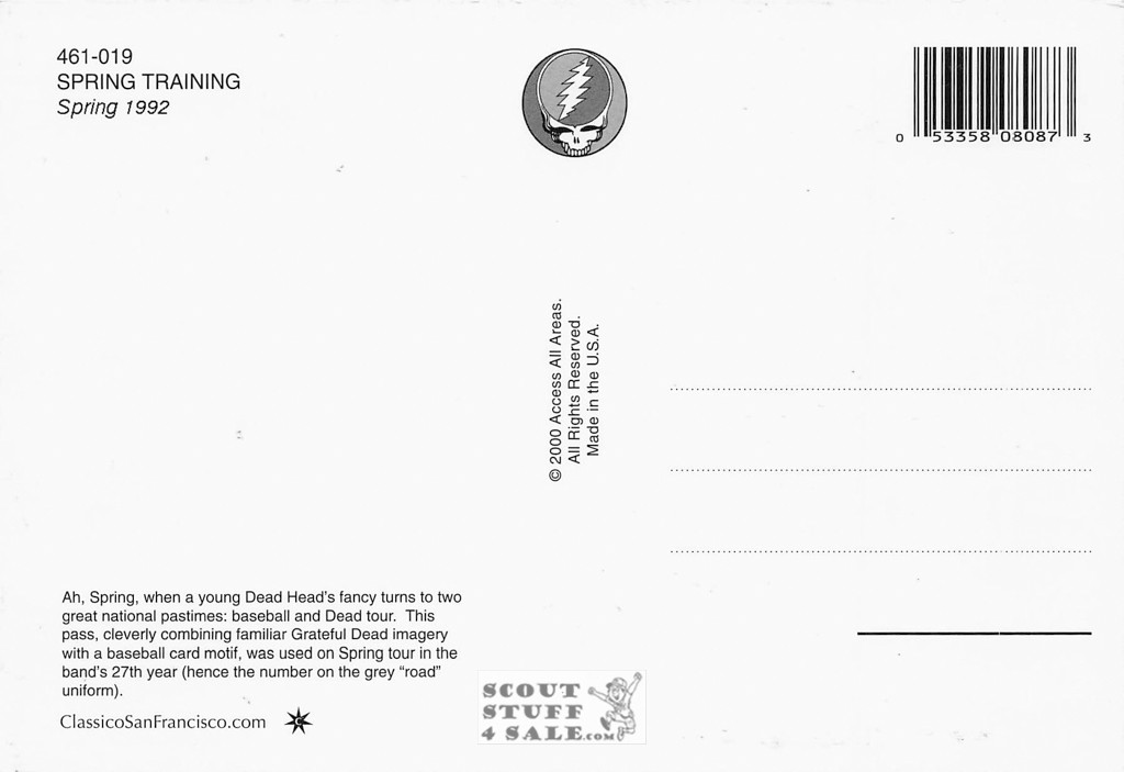 Grateful Dead 1992 Tour Postcard by Classico San Francisco #461-019