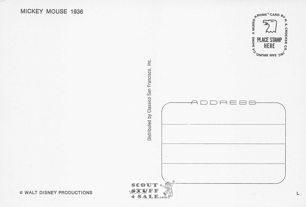 1936 Mickey Mouse Magazine Cover Postcard by Classico San Francisco #511-025