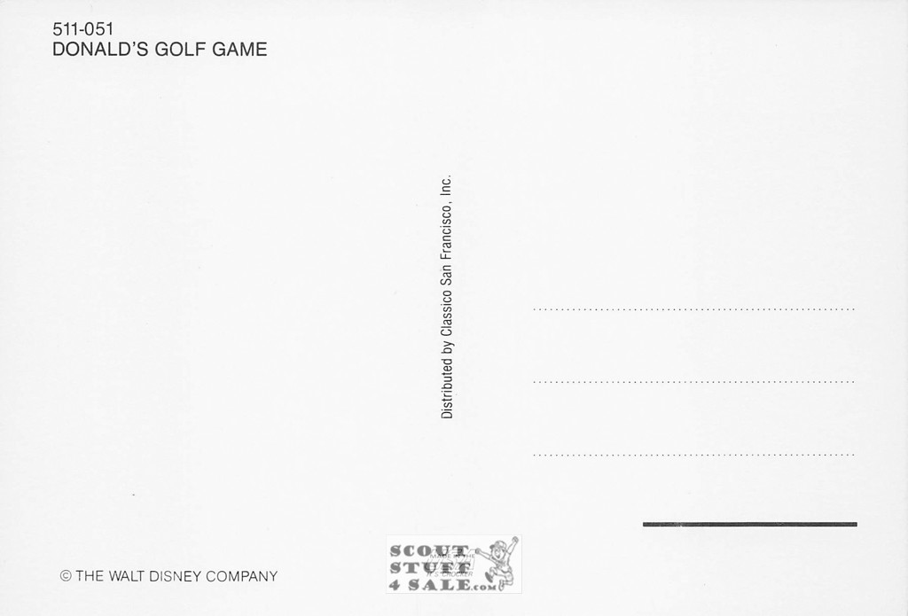 Donald Duck "Donald's Golf Game" Disney Cartoon Postcard Classico SF #511-051