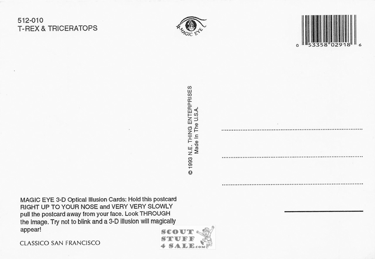 T-Rex - Magic Eye 3D Optical Illusion Postcard, Classico San Francisco #512-010