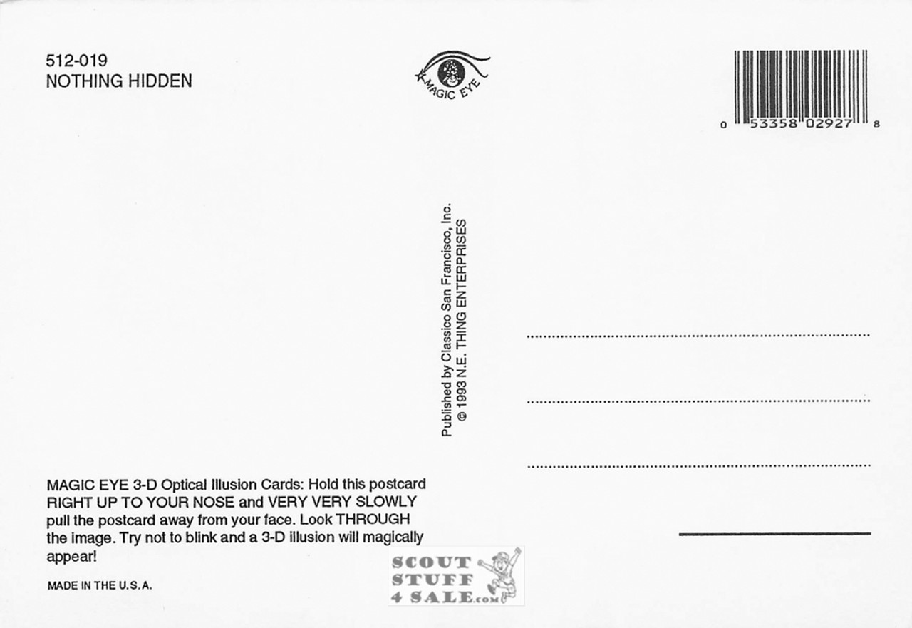 Nothing Hidden - Magic Eye 3D Optical Illusion Postcard, Classico SF #512-019