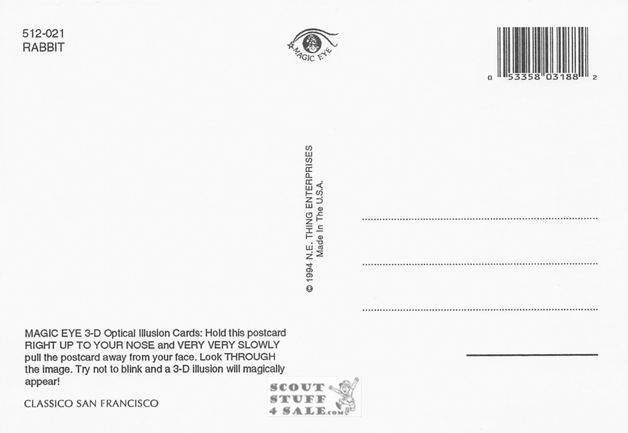 Rabbit - Magic Eye 3D Optical Illusion Postcard, Classico San Francisco #512-021