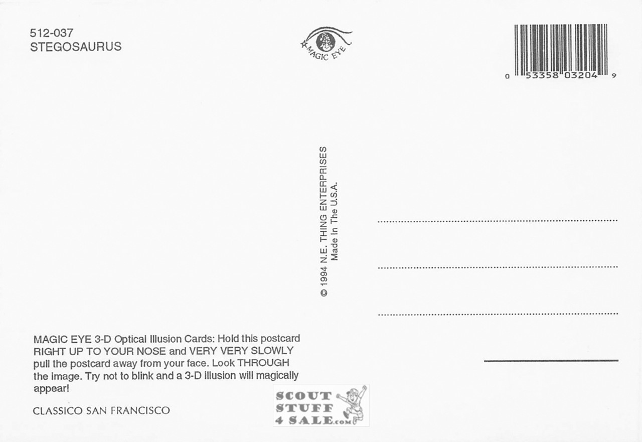 Stegosaurus - Magic Eye 3D Optical Illusion Postcard, Classico SF #512-037