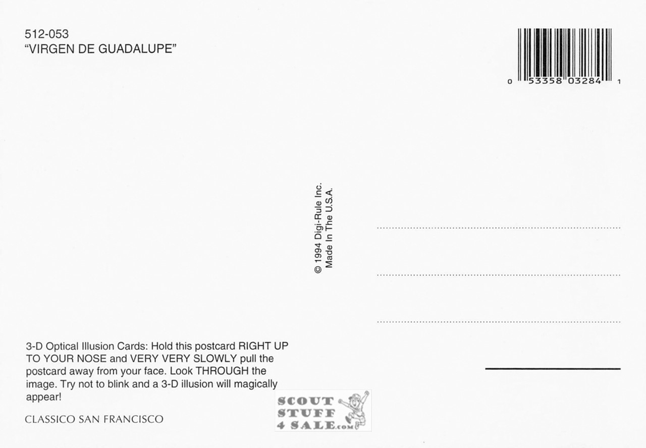 Virgen De Guadalupe - Magic Eye 3D Optical Illusion Postcard, Classico SF #512-053