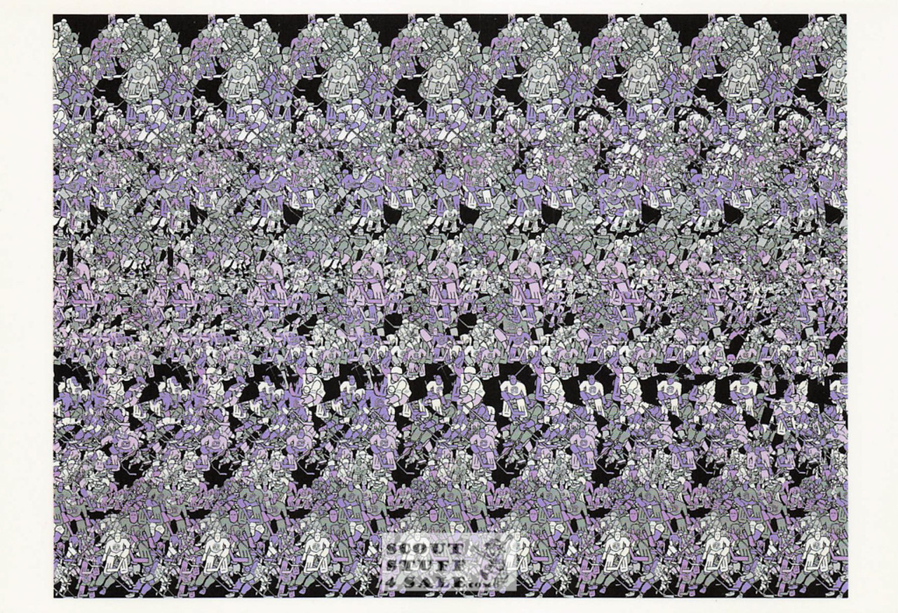 Hockey - Magic Eye 3D Optical Illusion Postcard, Classico San Francisco #512-061