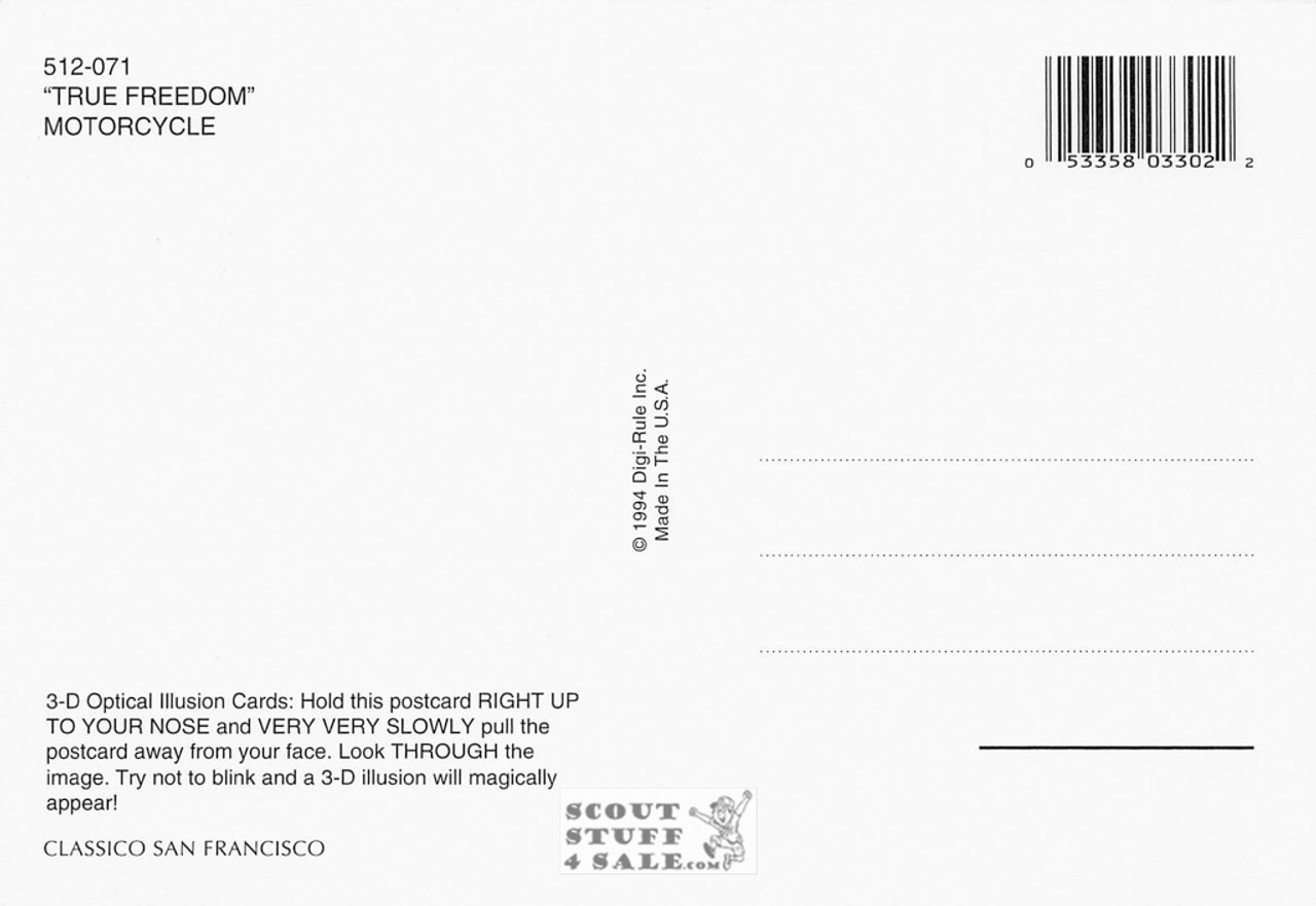 Motorcycle - Magic Eye 3D Optical Illusion Postcard, Classico SF #512-071